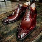 Handmade Men's Leather American Luxury Formal Fashion Maroon Oxfords Shoes-235