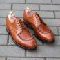 Handmade Men&acirc;��s Leather Oxfords Wingtip Brown Tone Formal Rounded Apron Shoes-60
