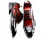 Handmade Men's Leather Oxfords Casual Two Tone Black Red Formal Dress Shoes -295