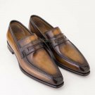 Handmade Men's Leather Two Tone Top Quality Loafers Slip Ons Classic Shoes-981