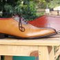 Handmade Men's Leather Oxford Two Tone Brown Tan Lace Up Stylish Shoes-803