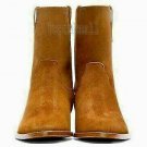 Handmade Men's Leather Brown Ankle High Stylish Fashion Dress Luxury Boots-534