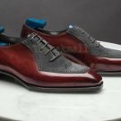 Handmade Men's Leather Suede Oxfords Dress Luxury Unique Dress Shoes-279