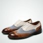 Handmade Men's Leather Oxfords Wingtip Brogue Multicolor Shaded Luxury Shoes-319