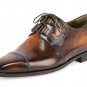 Handmade Men's Leather Two Tone Tan Brown Lace-up New Oxford Brogues shoes-650