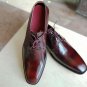Handmade Men's Leather Oxfords Wingtip Burgundy Dress Derby Fashion Shoes-509