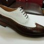 Handmade Men's Leather New Oxfords brown and white Spectators Wingtip Shoes-359