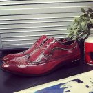 Handmade Men's Leather Oxfords Lace Up Brogue Smart Dress Wingtip Shoes-343