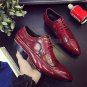 Handmade Men's Leather Oxfords Lace Up Brogue Smart Dress Wingtip Shoes-343