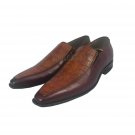 Handmade Men's Leather BROWN Crocodile  Loafers and Slip Ons Stylish Shoes-397