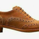Handmade Women's  Leather & Suede Oxford Brown Dress New Brogue Wingtip Shoes-82