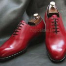 Handmade Men's Leather Oxfords Red Wing Tip Formal Dress Toe Lace Up Shoes-266