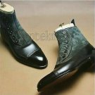 Handmade Men's Leather New TWO TONE FORMAL BUTTON UP CAP TOE ANKLE Boots-642