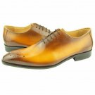 Handmade Men's Leather Oxfords Tan Brown Simple Wingtip Dress Stylish Shoes-448
