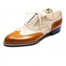 Handmade Men's Leather Oxfords Wingtip Spectator Lace-Up Dress Toe Cap Shoes-13