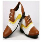 Handmade Men's Leather Oxfords White Brown Yellow Spectator Stylish Shoes-308