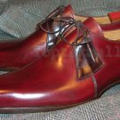 Handmade Men's Leather Oxfords Wingtip Derby Burgundy Dress Formal Shoes-312
