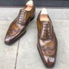 Handmade Men's Leather Oxford Wingtip Brown Formal Dress Brogue Toe Cap Shoes-17
