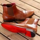 Handmade Men's Leather Super Tan Ankle Toe Cap Jumper Oxford Formal Boots-631