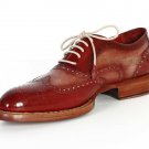 Handmade Men's Leather Oxfords Brogues Party Wear Maroon Red Stylish Shoes-29