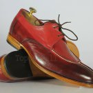 Handmade Men’s Leather Oxfords Wingtip Red & Brown Color Dress Formal Shoes-179