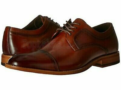 Handmade Men's Leather Cap Toe Oxfords Wingtip Cognac Dress New Brogue Shoes-164