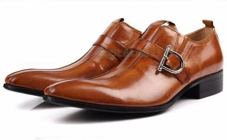 Handmade Men's Leather Single Buckle French Style Luxury Monk straps Shoes-290