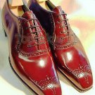 Handmade Men's Leather Wingtip Ox Blood Dress Brogue Formal Oxfords Shoes-121