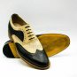 Handmade Men's Leather Two Tone Oxfords Brogue Formal Wingtip Lace Up Shoes-161