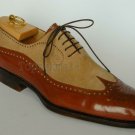 Handmade Men's Leather Formal Casual Dress Two Tone Wingtip Spectator Shoes -106