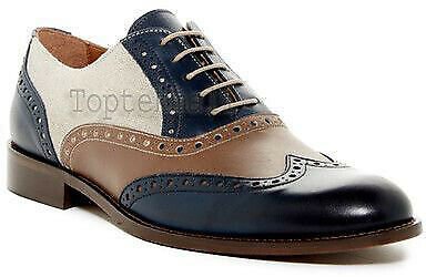 Handmade Men&acirc;��s Leather Oxfords Wingtip Plain Multi Color Casual New Shoes-115