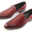 Handmade Men's Leather Loafers and slip ons Plain Toe Two Tone Maroon shoes-856