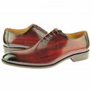 Handmade Men's Leather Two Tone Burgundy Formal Wingtip Oxford Dress Shoes-96