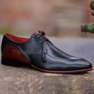 Handmade Men's Leather Oxfords Super Stylish Black Red Two Tone Party Shoes-275