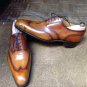 Handmade Men's Leather Oxfords New Two Tone Brown Full Brogue Dress Shoes-813