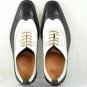 Handmade Men's Leather Oxfords Two Tone BLACK & WHITE Lace Up Wingtip Shoes-963