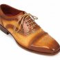 Handmade Men's Leather CASUAL TWO TONE TAN BROWN OXFORD CAP TOE SHOES-120