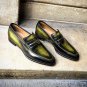 Handmade Men's  Leather Two Tone Formal Dress Fashion Loafer & Slip On Shoes-753
