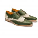 Handmade Men's Leather High Quality Two Tone Custom  Made Dress Oxfords Shoes-46