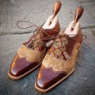 Handmade Men's Leather Customs Lace up Oxfords Brown Dress Casual Party Shoes-30