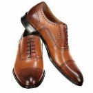 Handmade Men's Leather Tan Shaded Premium Oxford Brogue Toe Cap Lace Shoes-651