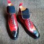 Handmade Men’s Leather Black Red Leather Party Wear High Ankle Lace up Boots-22