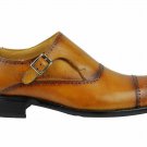Handmade Men's Leather Brown Single Monk Straps Dress Oxford Formal Shoes-62