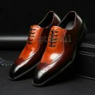 Handmade Men's  Leather Oxfords Wingtip Multi Color Brogue Lace Up Shoes-374