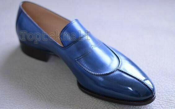 Handmade Men's Leather Split Toe Formal Loafers Slip Ons Dress Stylish Shoes-444