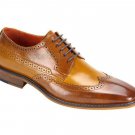 Handmade Men's Leather Oxfords Two Tone Tan Brown Brogue Toe Party Shoes-843