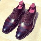 Handmade Men's Leather Brown Formal Stylish Oxford Brogue Formal Dress Shoes-103
