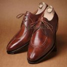 Handmade Men's Leather Latest Brown Oxford Wingtip Split Toe Luxury Shoes-305