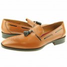 Handmade Men's Leather Loafers and slip ons Tan Color Rounded Brogue Shoes-704