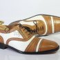 Handmade Men’s Leather Oxfords Wingtip Brown White Cap Toe Brogue Shoes-286